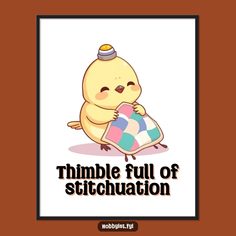 Free Printable Wall Art: Humorous Sewing Bird Tiny Quilt Cozy Downloadable Art