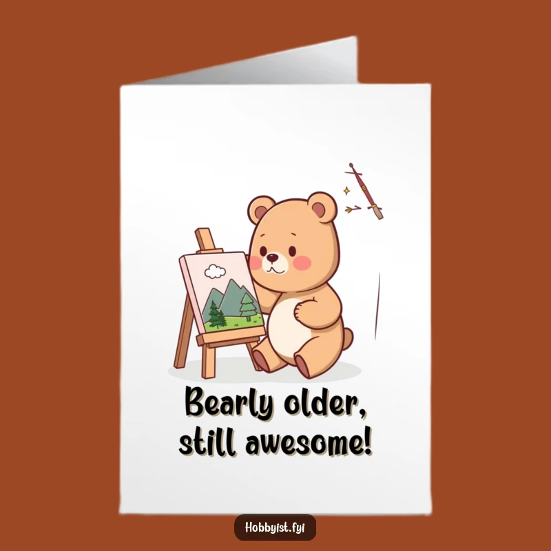 Free Printable Birthday Card: Funny Bear Painting Art for a Delightful DIY Gift