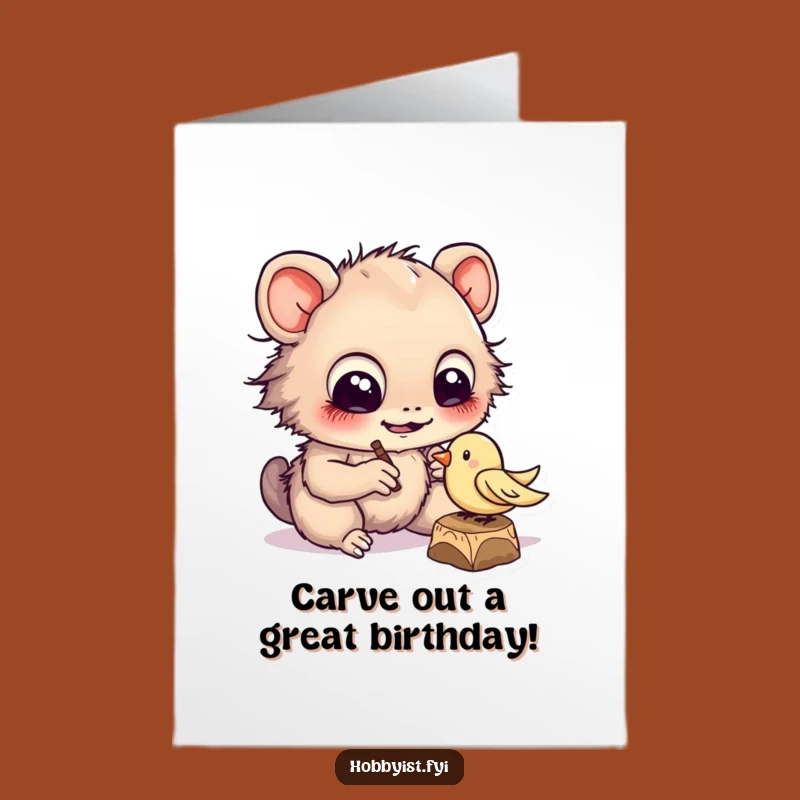 Free Printable Birthday Card: Crafty Creature Carves Joy - Funny Downloadable Gift