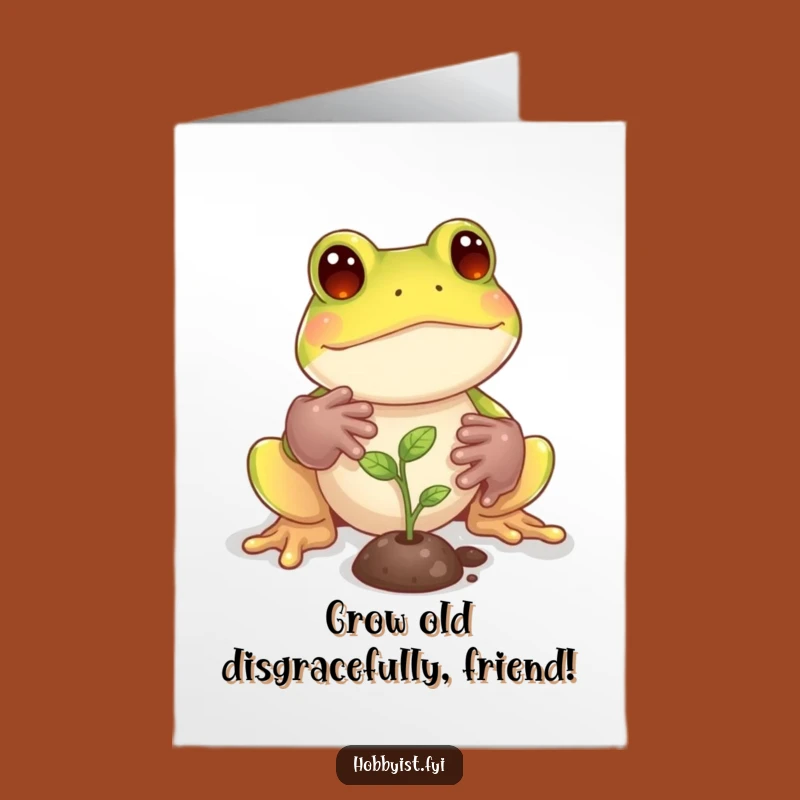 Free Printable Birthday Card: Frog Gardener, Funny Downloadable Gift
