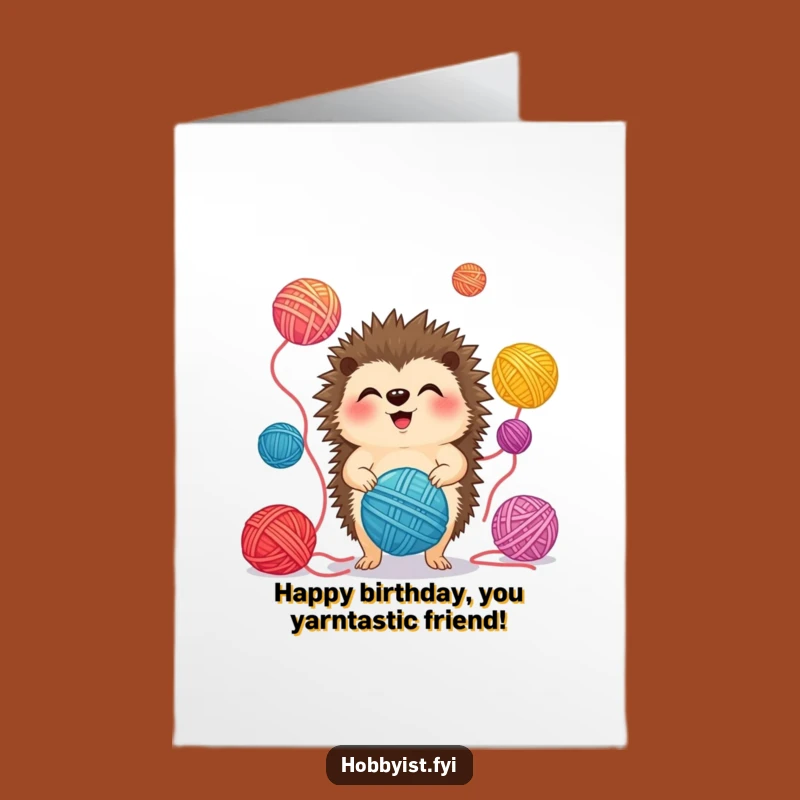 Free Printable Birthday Card: Giggling Hedgehog Juggler Funny Downloadable Gift