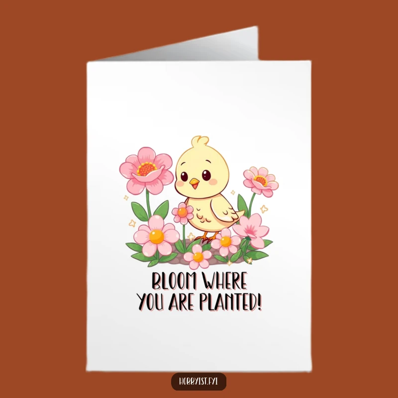 Free Printable Birthday Card: Happy Bird's Garden Bloom - Funny Downloadable Gift