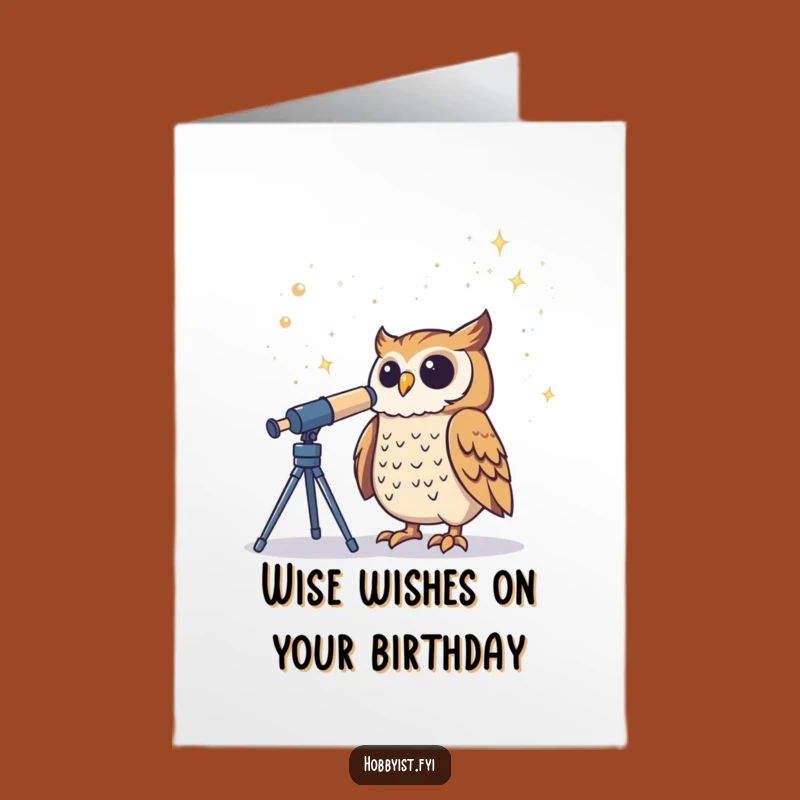 Free Printable Birthday Card: Owl Star Gazer Downloadable Gift