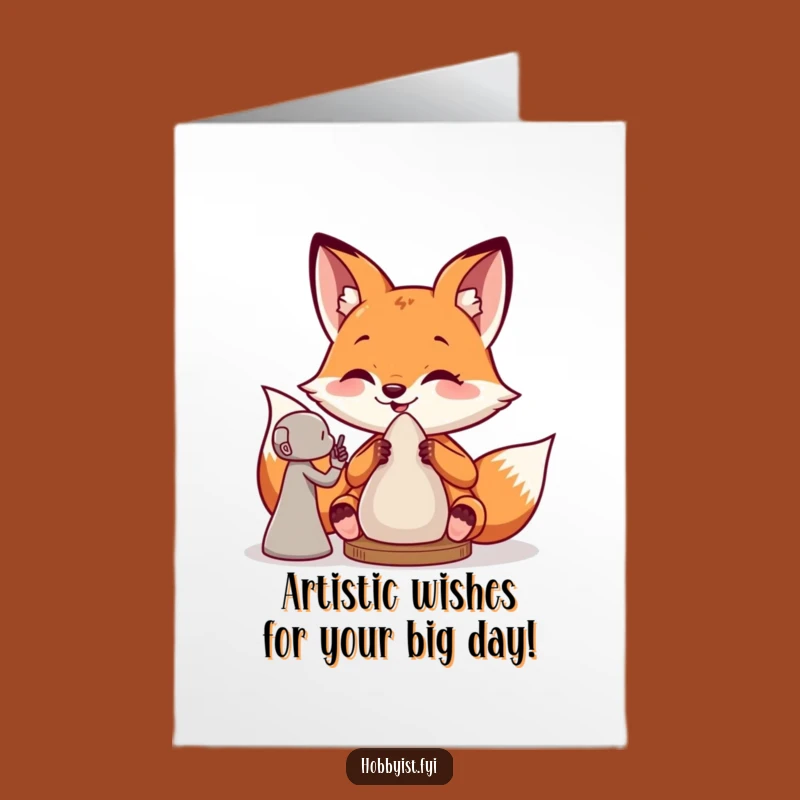 Free Printable Funny Fox Sculpting Birthday Card - DIY Downloadable Gift