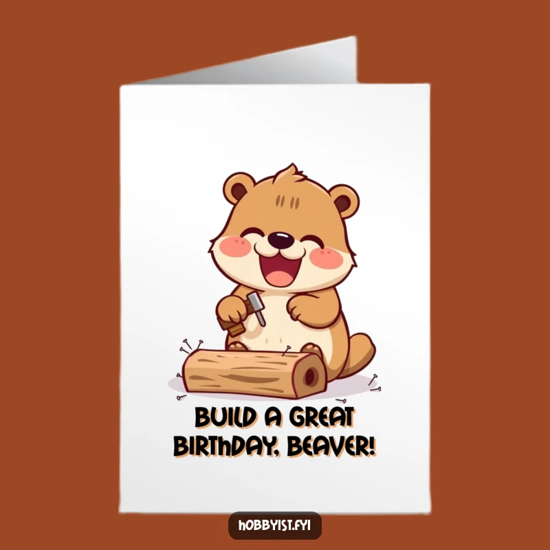 Free Printable Kawaii Beaver Birthday Card: DIY Fun, Funny Downloadable Gift