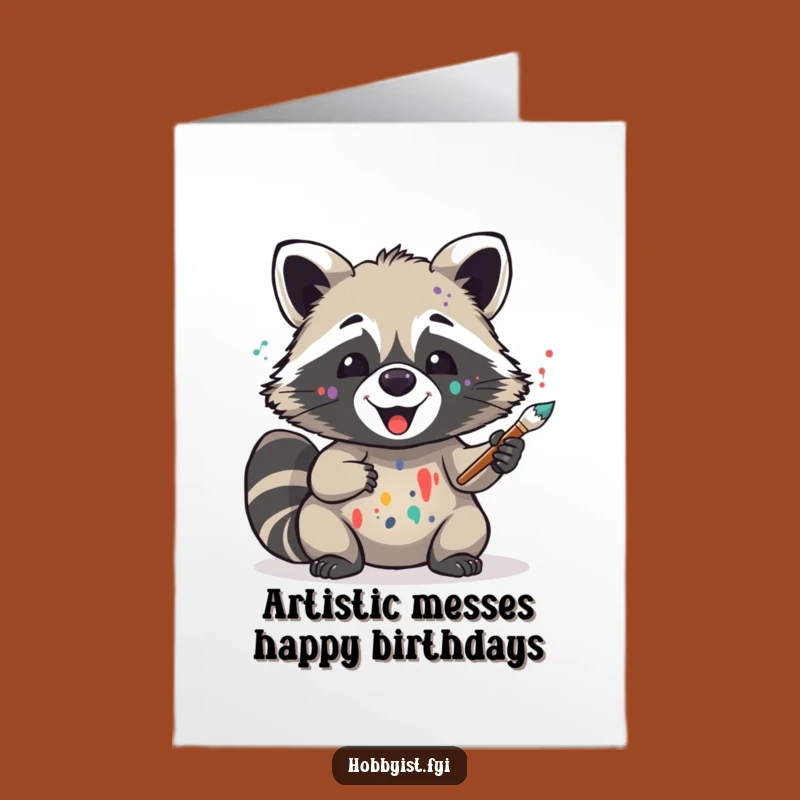 Funny Free Printable Raccoon Birthday Card - DIY Downloadable Art for a Messy Celebration