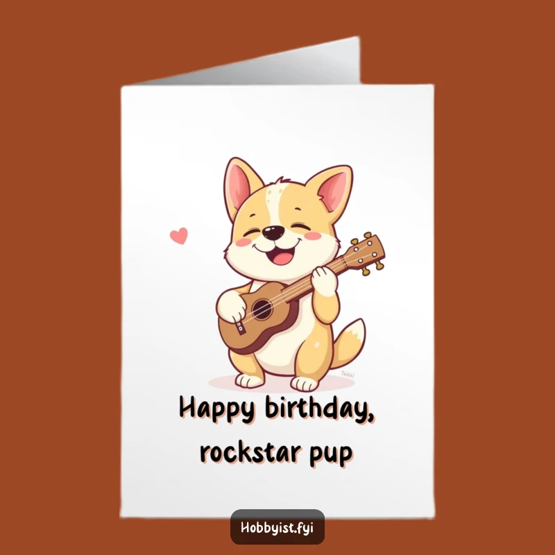 Free Printable Birthday Card: Giggling Dog Musician for a Fun Downloadable Gift