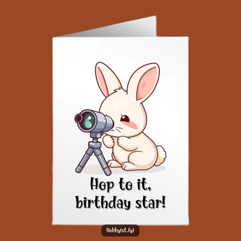 Free Printable Birthday Card: Rabbit Gazing, Funny Downloadable Gift