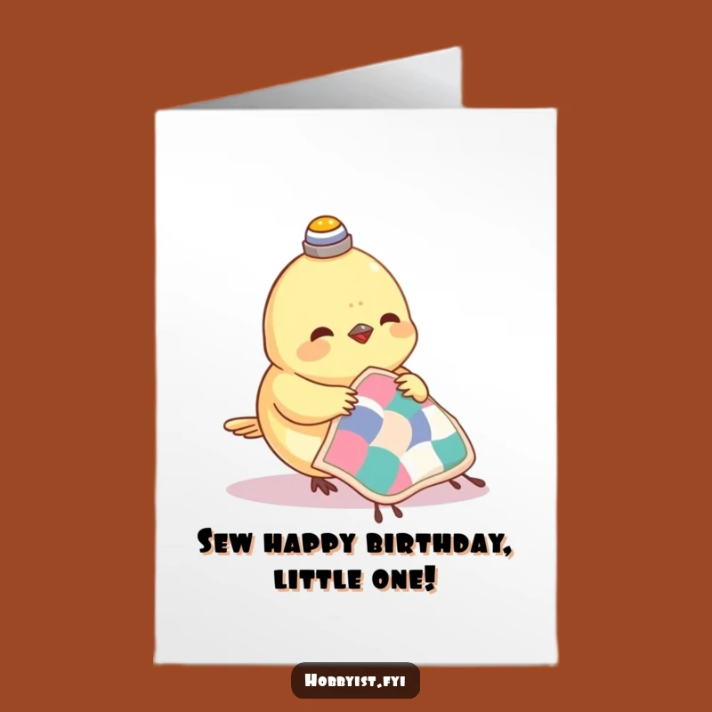 Free Printable Birthday Card: Sewing Bird Tiny Quilt Humorous Downloadable Gift