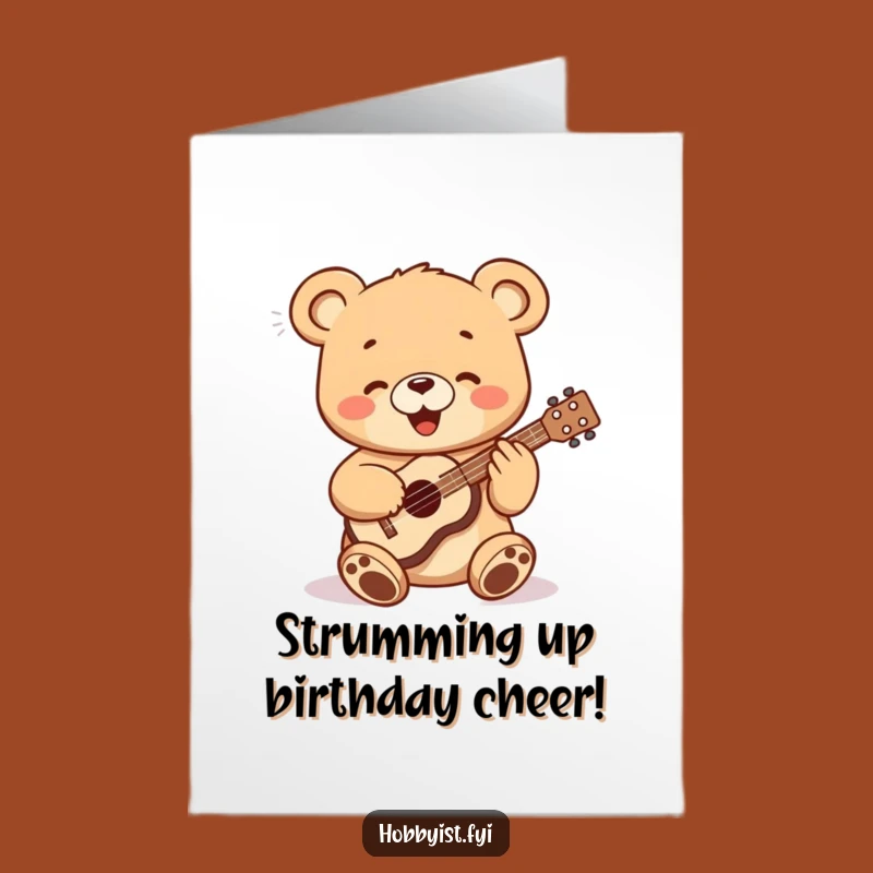 Free Printable Birthday Bear Cub Ukulele Card - Funny Downloadable Gift