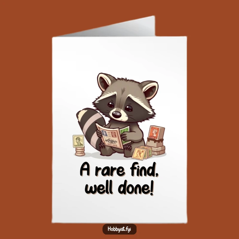 Free Printable Congrats Raccoon Stamp Card - Vintage & Funny Downloadable Gift