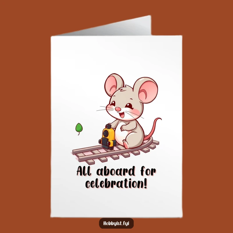 Free Printable Congrats Card: Mouse Train Success Funny Downloadable Gift