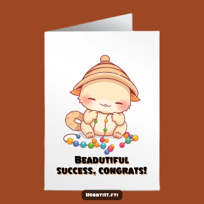 Free Printable Congrats Card: Creature's Colorful Beading Success