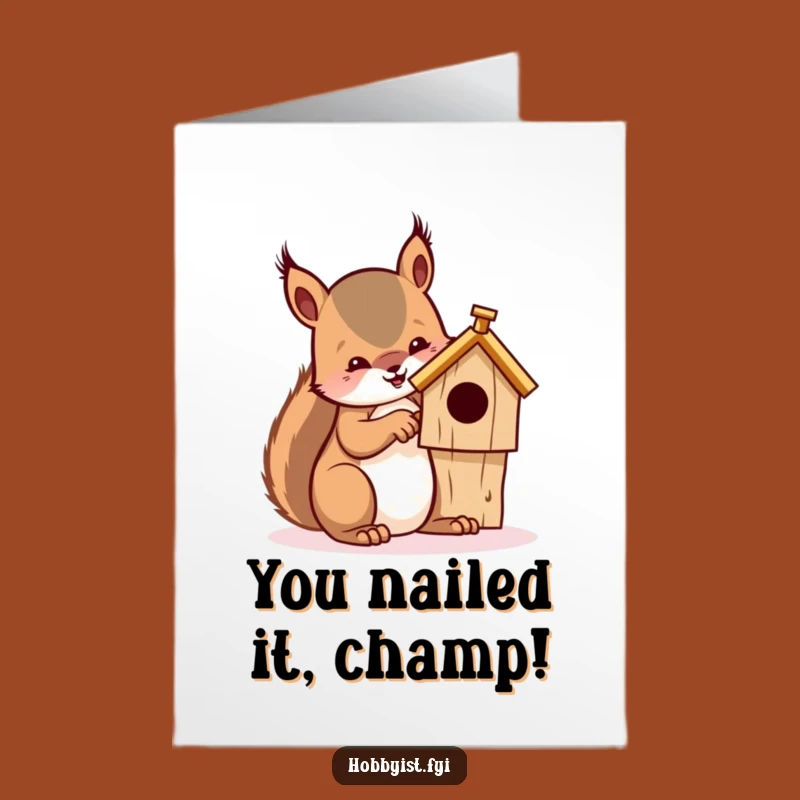 Free Printable Congrats Card: Squirrels Crafting Success, Funny Downloadable Gift