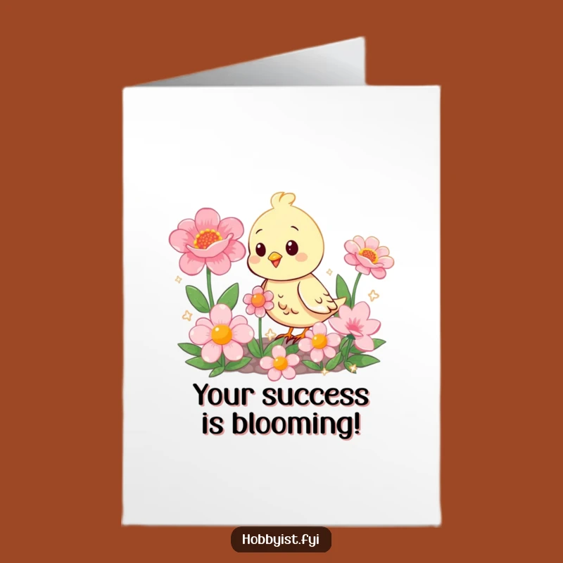 Free Printable Congratulations Card: Bird's Blooming Success - Funny Downloadable Gift