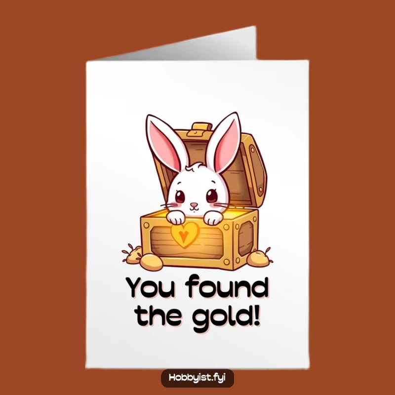Free Printable Congratulations Card: Rabbit's Lucky Find - Funny Downloadable Gift