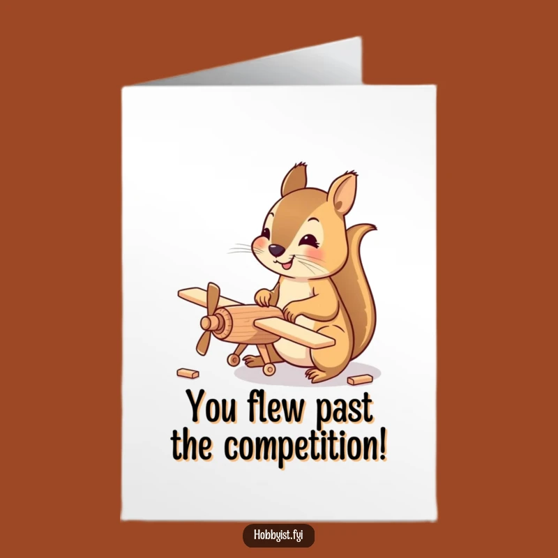 Free Printable Congrats Card: Squirrel Aircraft Builder Celebrating Milestones with DIY Art