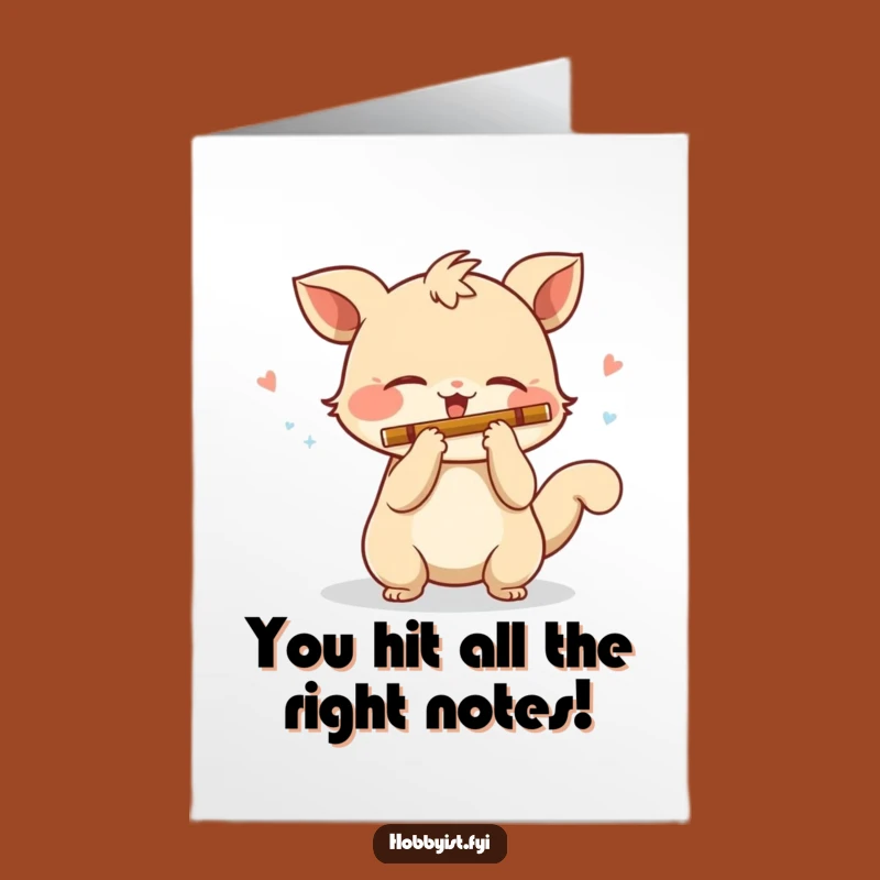 Free Printable Congrats Card: Flute Creature's Success Tune - Funny Downloadable