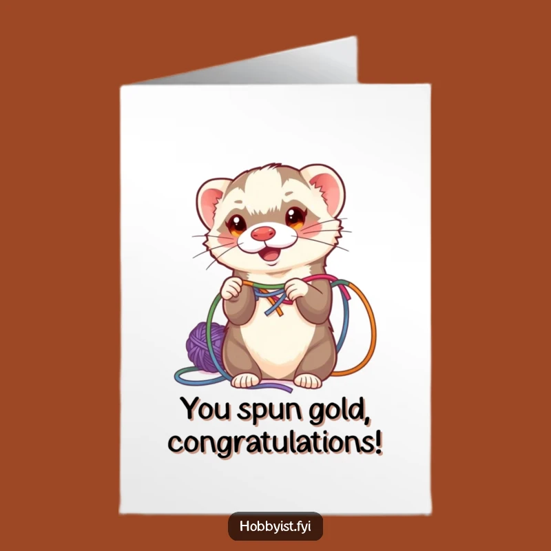 Free Printable Congrats Ferret Yarn Card - Busy & Funny Downloadable Gift