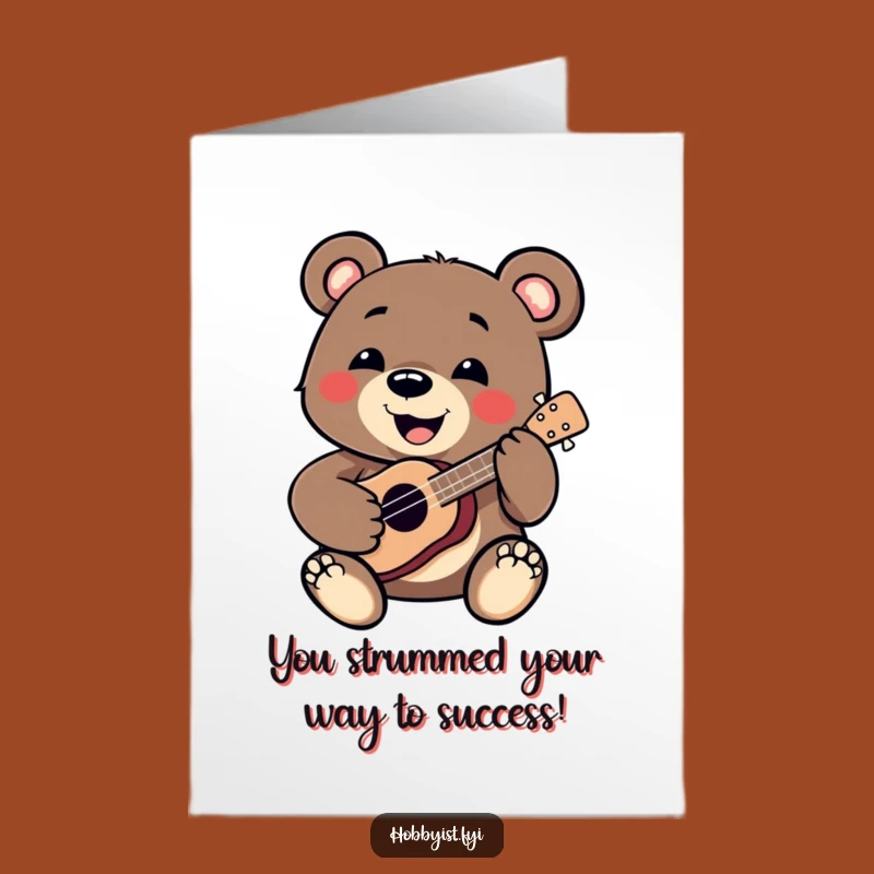 Free Printable Congratulations Card: Funny Ukulele Bear, Downloadable Gift