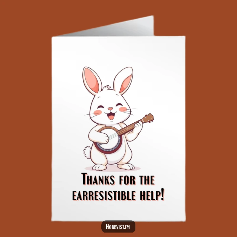 Free Printable Bunny Banjo Thank You Card: Funny Downloadable Gift for Appreciation