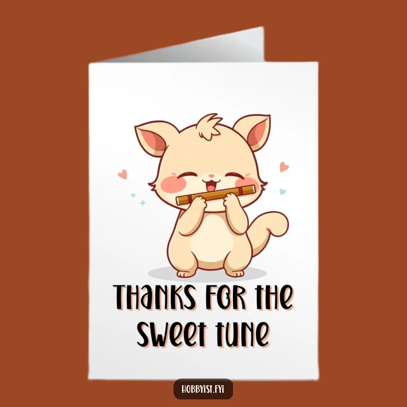 Free Printable Thank You Card: Flute Creature's Grateful Melody - Funny Thanks Downloadable