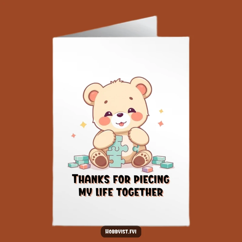Free Printable Thank You Card: Glee Bear Cub Puzzle Appreciation Funny Downloadable Gift