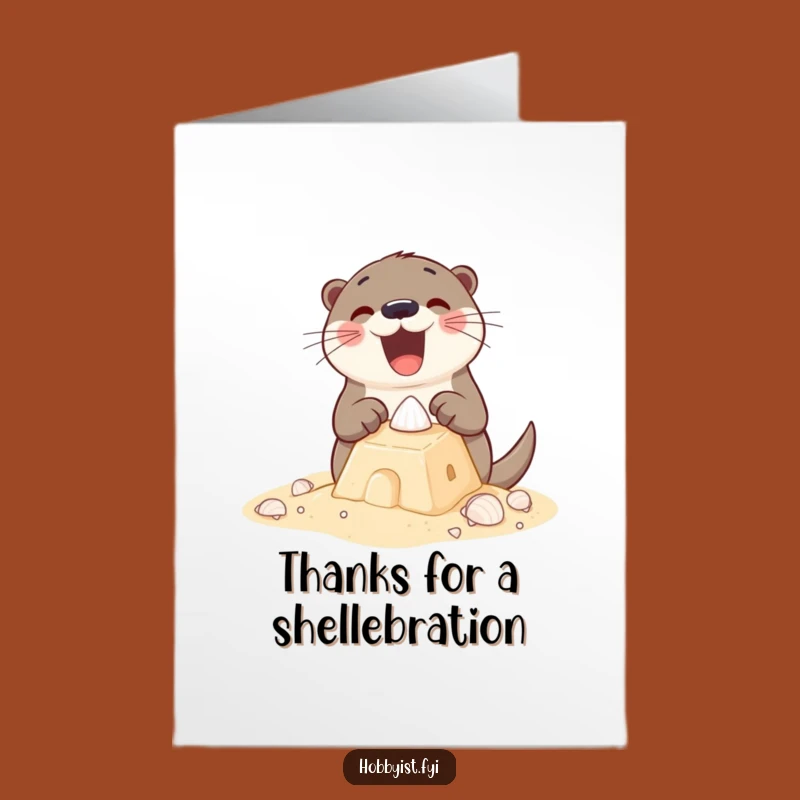 Free Printable Thank You Card: Happy Otter Sandcastle Builder Expressing Gratitude with DIY Art