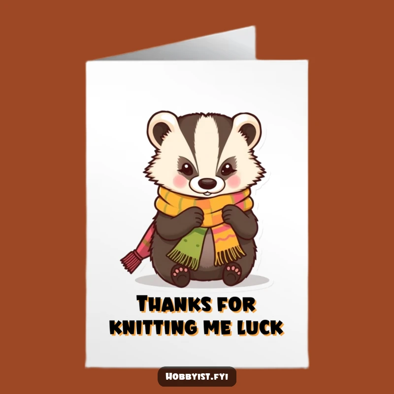 Free Printable Thank You Card: Kawaii Badger's Cozy Thanks, Funny Downloadable