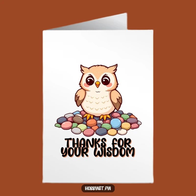Free Printable Thank You Card: Owl's Pebble Art for a Kind Downloadable Gift