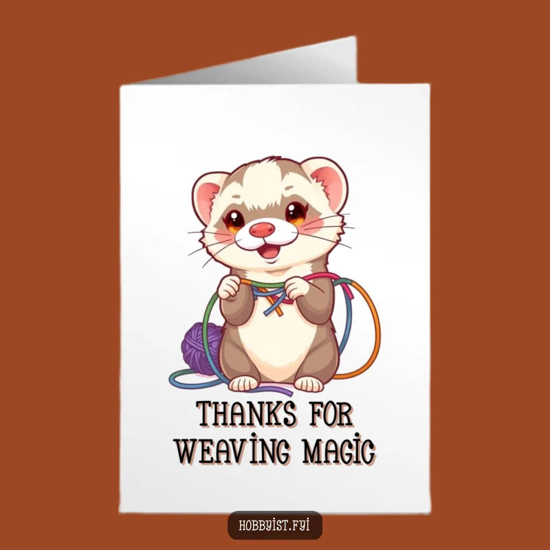 Free Printable Thank You Ferret Yarn Card - Crafty & Funny Downloadable Gift