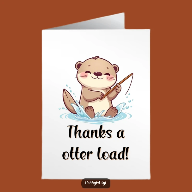 Free Printable Thank You Otter Card: Funny Kawaii Fish Gift