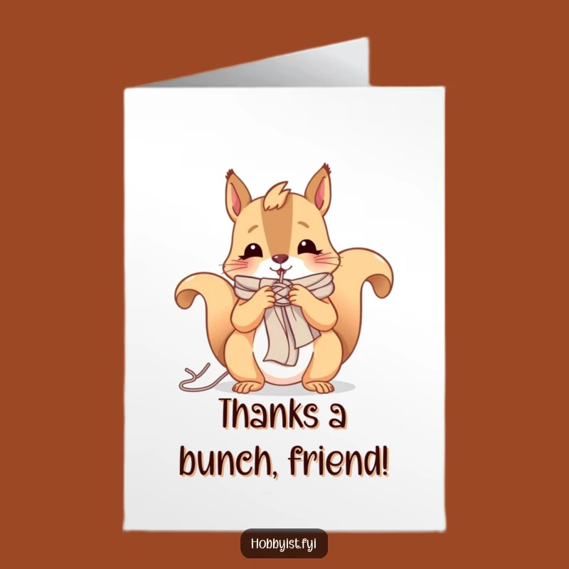Free Printable Thank You Card: Knitting Squirrel - Funny Downloadable Gift!