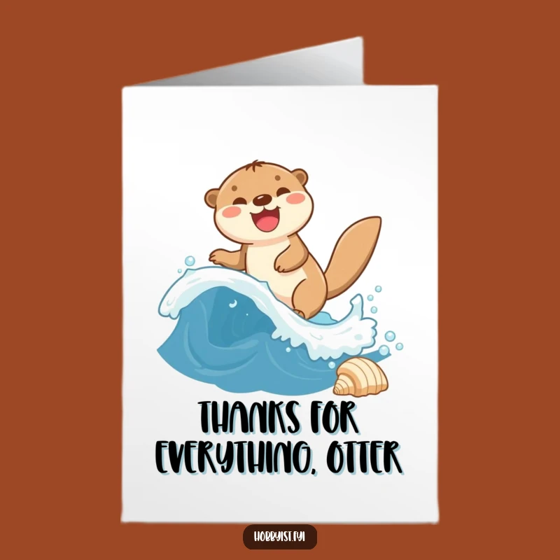 Free Printable Thank You Card: Otter Wave Gratitude Downloadable Gift