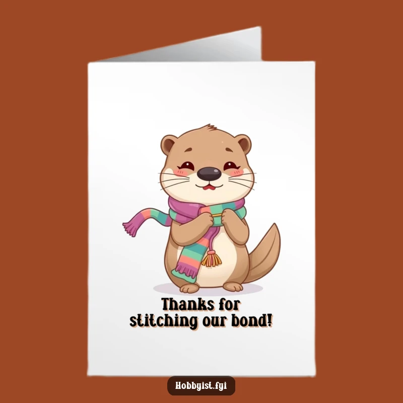 Free Printable Thank You Card: Knitting Otter, Funny Downloadable Gift