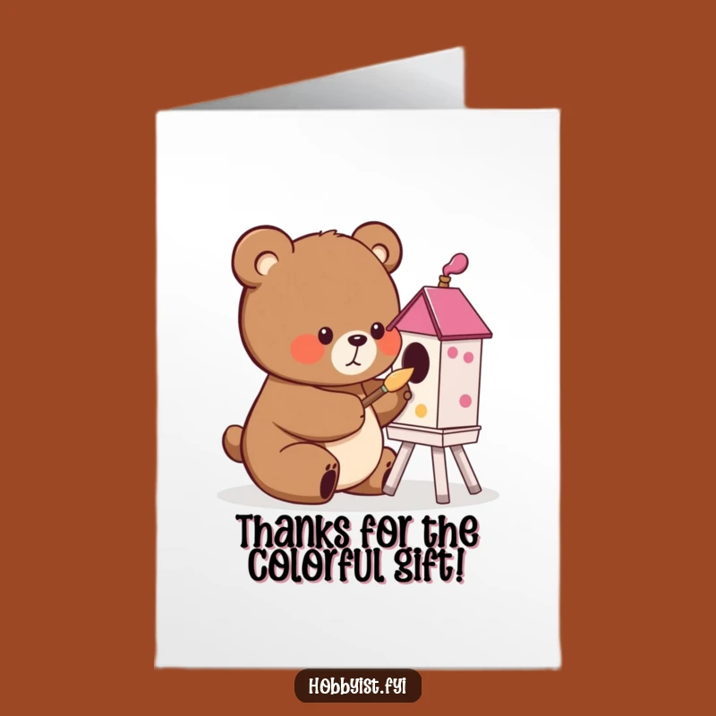 Free Printable Thank You Card: Bear's Artistic Thanks - Downloadable Gift