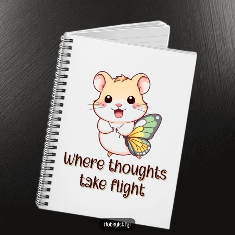 Funny Notebook: A happy hamster embarks on a fanciful journey atop a butterfly, inspiring whimsical thoughts and creative ideas.