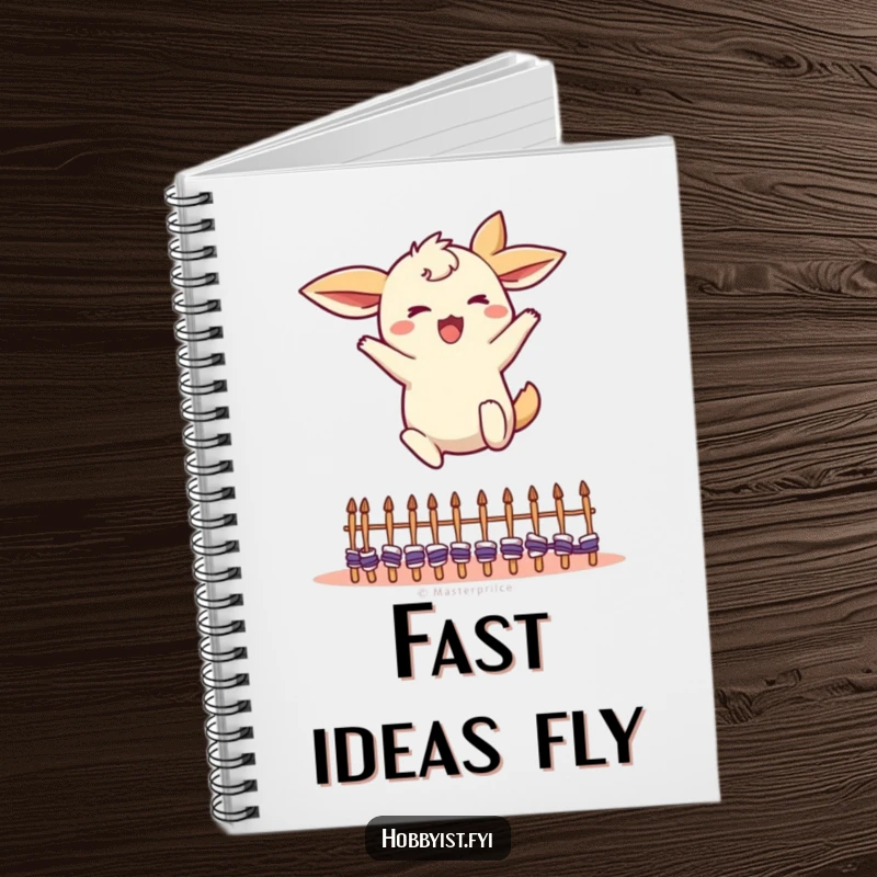 Funny Leaping Creature Notebook: a creature with flapping ears energetically jumping over small knitting needles, perfect for journaling, a funny gift.