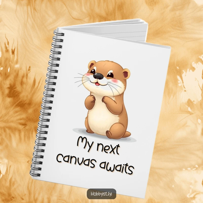 Funny notebook with a playful otter painting a small, colorful picture, perfect for sketching and notes.