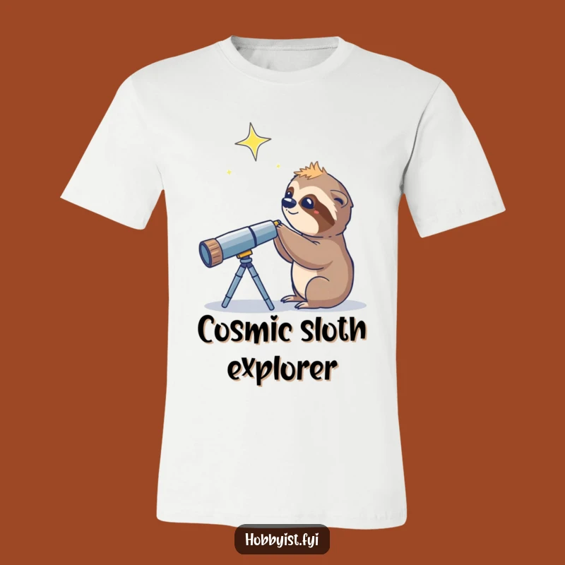 Funny Sloth Telescope Star T-Shirt: Hilarious Astronomy Apparel