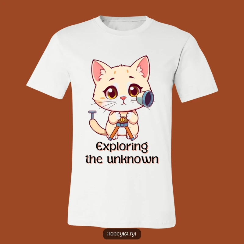Funny Cat Telescope T-Shirt: Curious Kitty Art, Hilarious Outer Space Gift