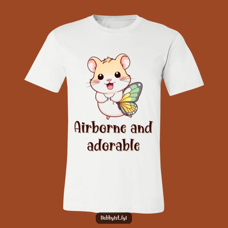 Funny Hamster Butterfly Flight T-Shirt - Hilarious Whimsical Tee for Animal Lovers