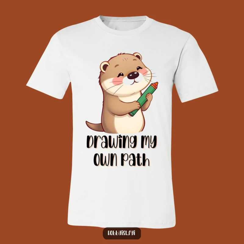Funny Otter Sketching T-Shirt: Playful Artist Otter, Whimsical Portrait Tee, Great Gift