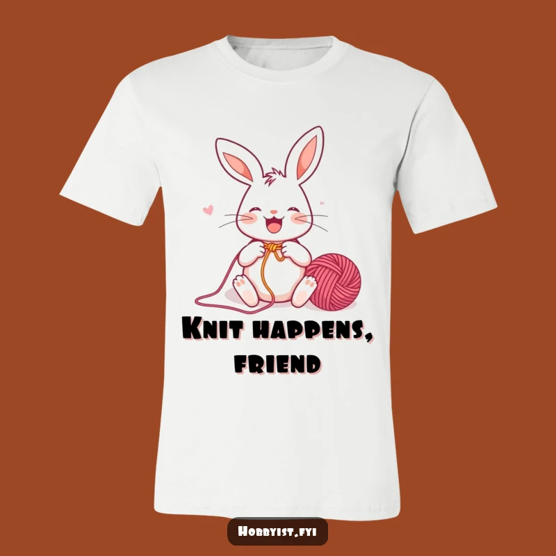 Funny Rabbit Knitter T-Shirt: Joyful Bunny Knitting Yarn, Great Gift for Crafters