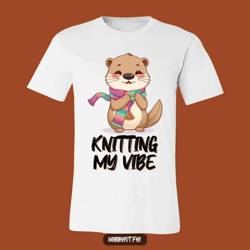 Funny Knitting Otter T-Shirt: Wear Your Crafting Passion with This Colorful Design
