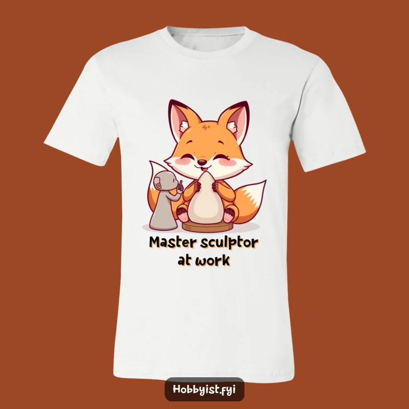 Funny Fox Sculptor T-Shirt: Giddy Artist's Clay Masterpiece, Great Humorous Gift