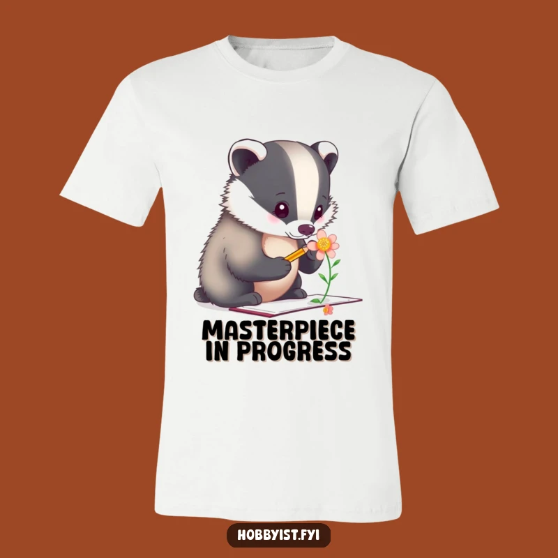 Funny Badger Artist T-Shirt - Hilarious Sketching Tee for Nature Lovers