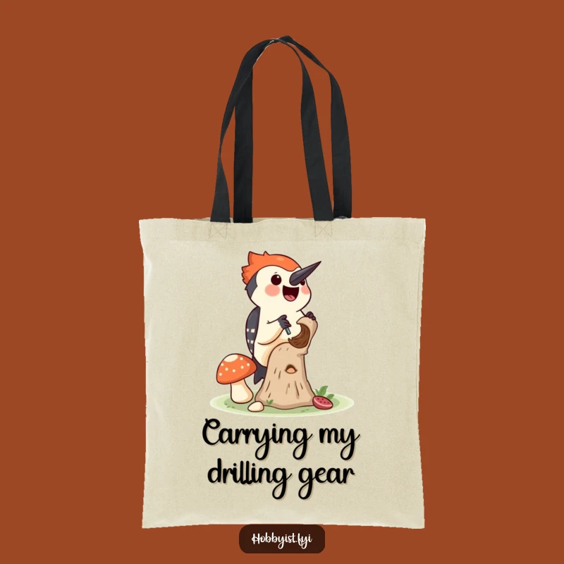 Funny Woodpecker Mushroom Tote Bag - Chic and Hilarious Carry-all for Nature Lovers
