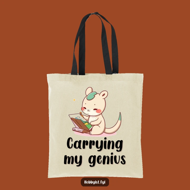 Funny Whimsical Landscape Tote Bag: Delighted Creature Sketching Art Supplies, Ideal Gift