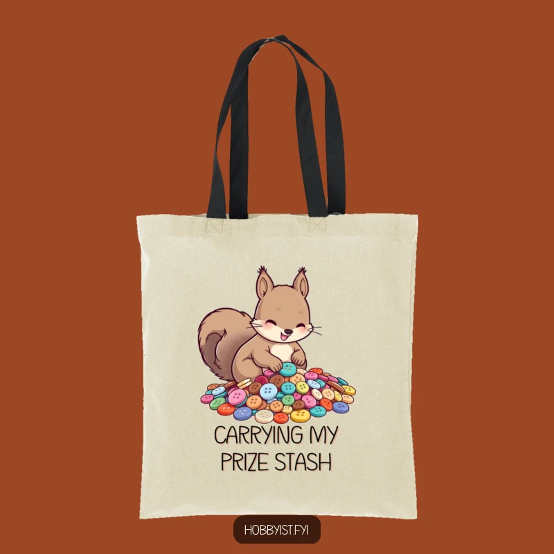Funny Squirrel Button Sorting Tote Bag: Carry Your Essentials with Hilarious Style and Cute Charm